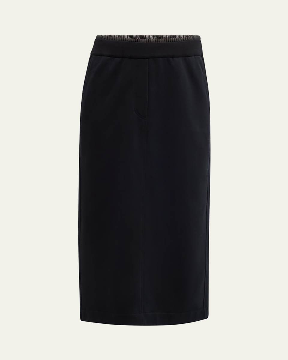 Smooth Cotton Fleece Midi Travel Skirt